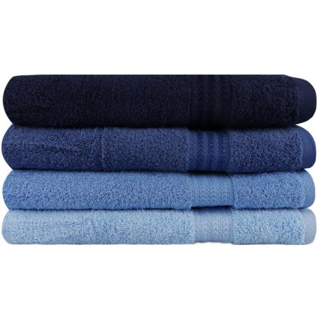 Ensemble de 4 serviettes de bain - 70 x 140 cm - Bleu