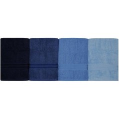 Ensemble de 4 serviettes de bain - 70 x 140 cm - Bleu