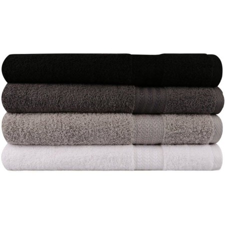 Ensemble de 4 serviettes de bain - 70 x 140 cm - Blanc, Gris, Gris foncé, Noir