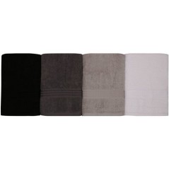 Ensemble de 4 serviettes de bain - 70 x 140 cm - Blanc, Gris, Gris fon