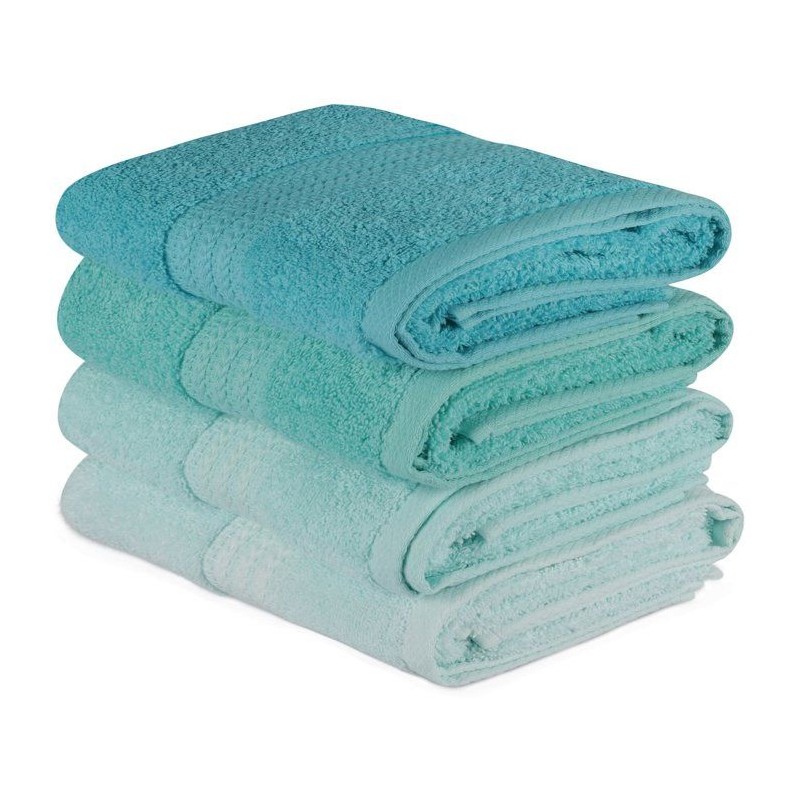 Ensemble de 4 serviettes a main - 50 x 90 cm - Vert marin