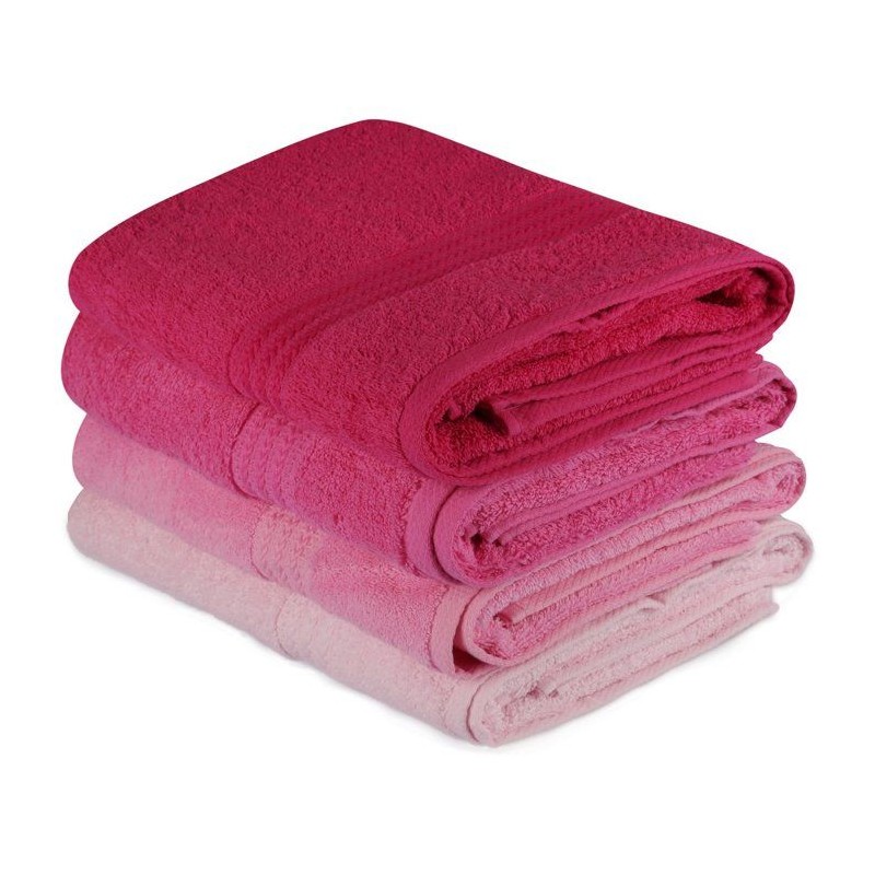 Ensemble de 4 serviettes de bain - 70 x 140 cm - Rose