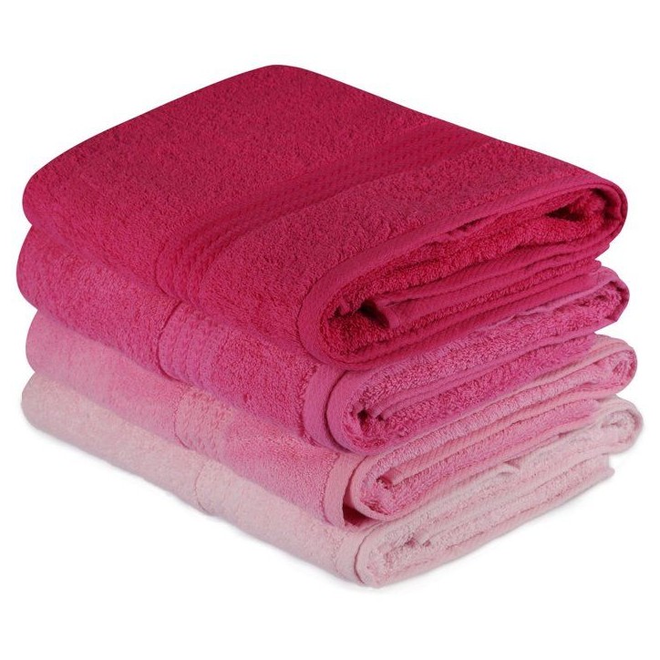 Ensemble de 4 serviettes de bain - 70 x 140 cm - Rose Ensemble de 4 serviettes de bain - 70 x 140 cm - Rose
