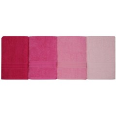 Ensemble de 4 serviettes de bain - 70 x 140 cm - Rose