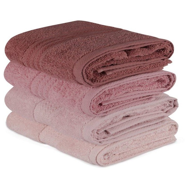 Ensemble de 4 serviettes a main - 50 x 90 cm - Poudre Ensemble de 4 serviettes a main - 50 x 90 cm - Poudre