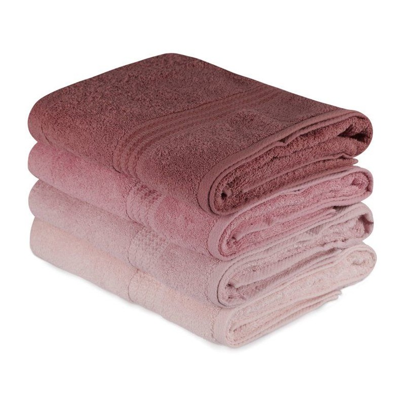 Ensemble de 4 serviettes de bain - 70 x 140 cm - Poudre