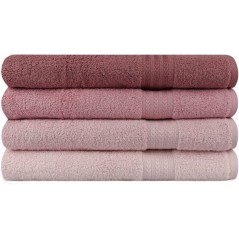 Ensemble de 4 serviettes de bain - 70 x 140 cm - Poudre