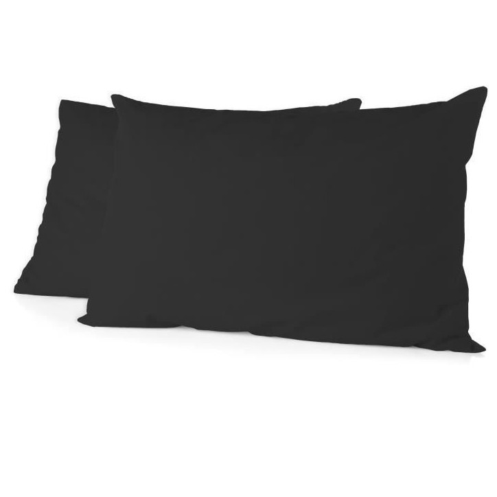Lot de 2 taies d'oreiller - HOME LINGE PASSION - Microfibre 82 g - 50 x 70 cm - Noir