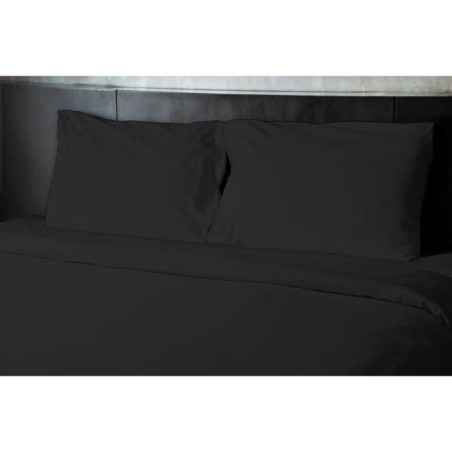 Lot de 2 taies d'oreiller - HOME LINGE PASSION - Microfibre 82 g - 50 x 70 cm - Noir