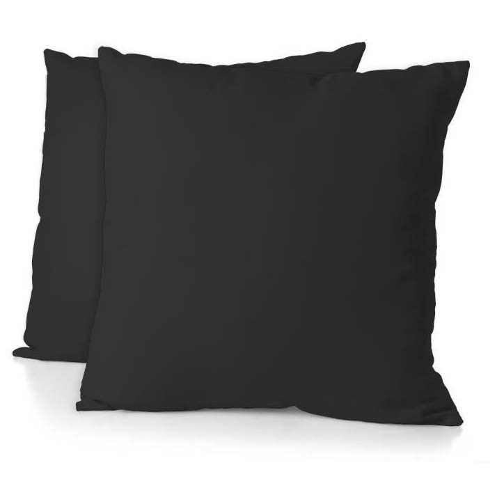 Lot de 2 taies d'oreiller - HOME LINGE PASSION - Microfibre 82 g - 63 x 63 cm - Noir Lot de 2 taies d'oreiller - HOME LINGE PASSION - Microfibre 82 g - 63 x 63 cm - Noir