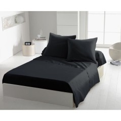 Lot de 2 taies d'oreiller - HOME LINGE PASSION - Microfibre 82 g - 63 x 63 cm - Noir