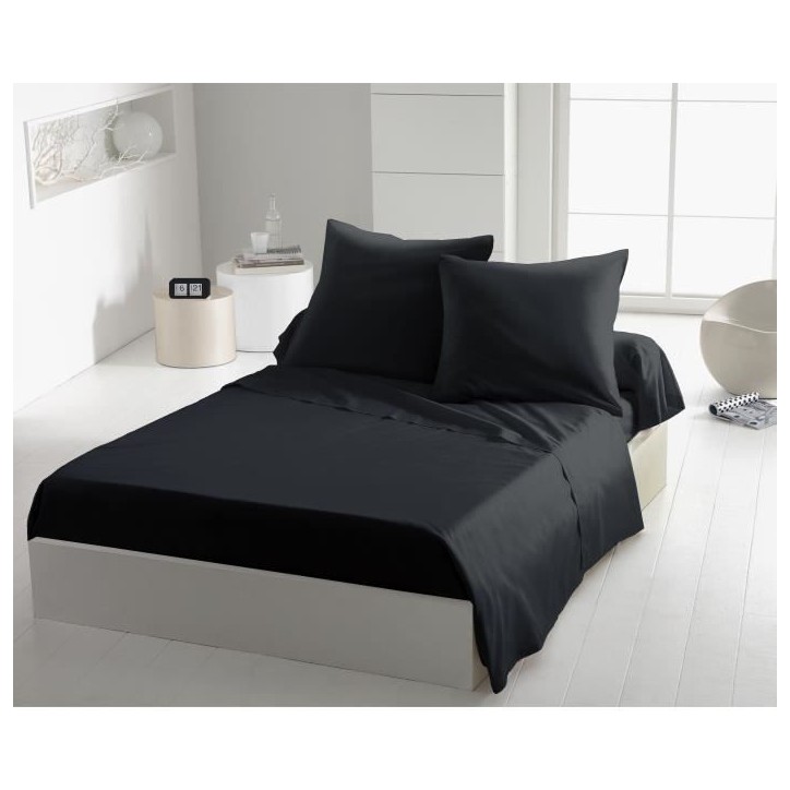 Lot de 2 taies d'oreiller - HOME LINGE PASSION - Microfibre 82 g - 63 x 63 cm - Noir Lot de 2 taies d'oreiller - HOME LINGE PASSION - Microfibre 82 g - 63 x 63 cm - Noir