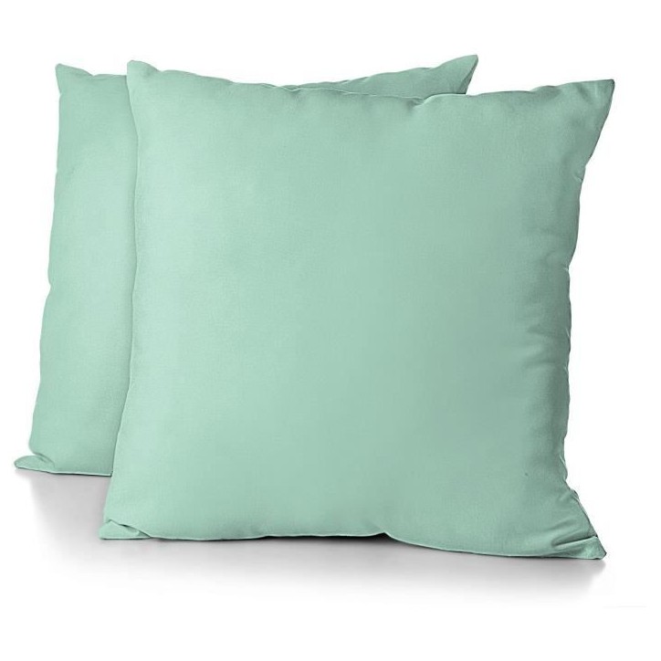 Lot de 2 taies d'oreiller - HOME LINGE PASSION - Microfibre 82 g - 63 x 63 cm - Vert d'eau Lot de 2 taies d'oreiller - HOME LINGE PASSION - Microfibre 82 g - 63 x 63 cm - Vert d'eau