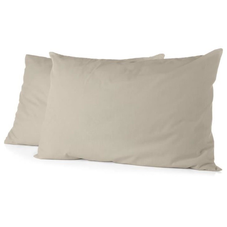 Lot de 2 taies d'oreiller - HOME LINGE PASSION - Microfibre 82 g - 50 x 70 cm - Beige ivoire Lot de 2 taies d'oreiller - HOME LINGE PASSION - Microfibre 82 g - 50 x 70 cm - Beige ivoire