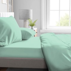 Drap housse - HOME LINGE PASSION - HP72109 - Microfibre 82 g - 180 x 200 cm - Bonnet 30 cm - Vert d'eau