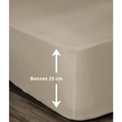 LOVELY HOME Drap Housse 100% coton 180x200x25 cm - Beige