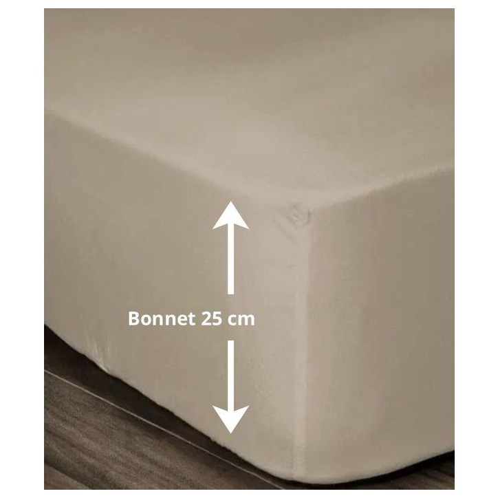 LOVELY HOME Drap Housse 100% coton 180x200x25 cm - Beige LOVELY HOME Drap Housse 100% coton 180x200x25 cm - Beige