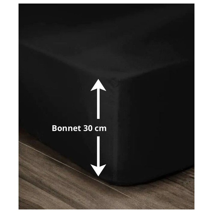 LOVELY HOME Drap Housse 100% coton 180x200x30 cm noir LOVELY HOME Drap Housse 100% coton 180x200x30 cm noir