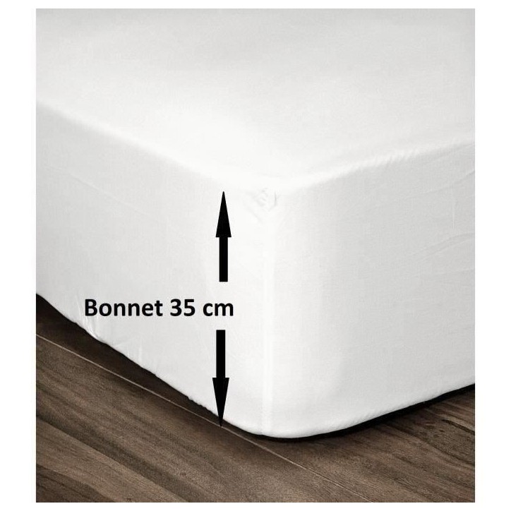 LOVELY HOME Drap Housse 100% Coton 180x200cm - Bonnet 35cm - Blanc LOVELY HOME Drap Housse 100% Coton 180x200cm - Bonnet 35cm - Blanc
