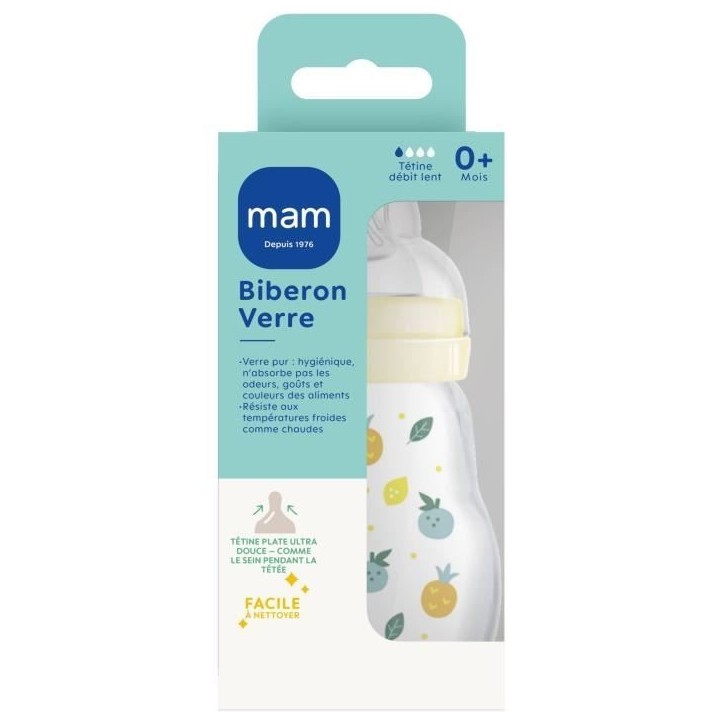 MAM Biberon Verre +0m Hérisson Blanc 170ml MAM Biberon Verre +0m Hérisson Blanc 170ml
