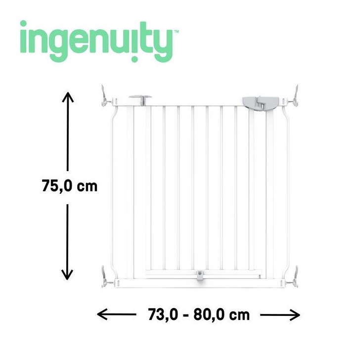 INGENUITY Barriere de sécurité sans perçage- Easy Install- de 73 a 80 cm - pression, sans vis ni perçage, enfant, bebe, esca