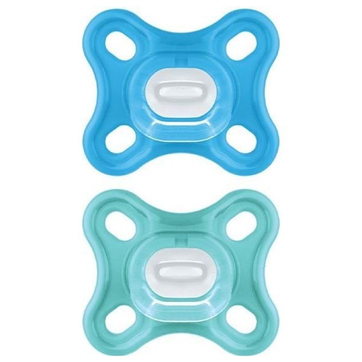 Sucette Physiologique MAM - Lot de 2 - Silicone Souple et Doux - Bleu/Vert