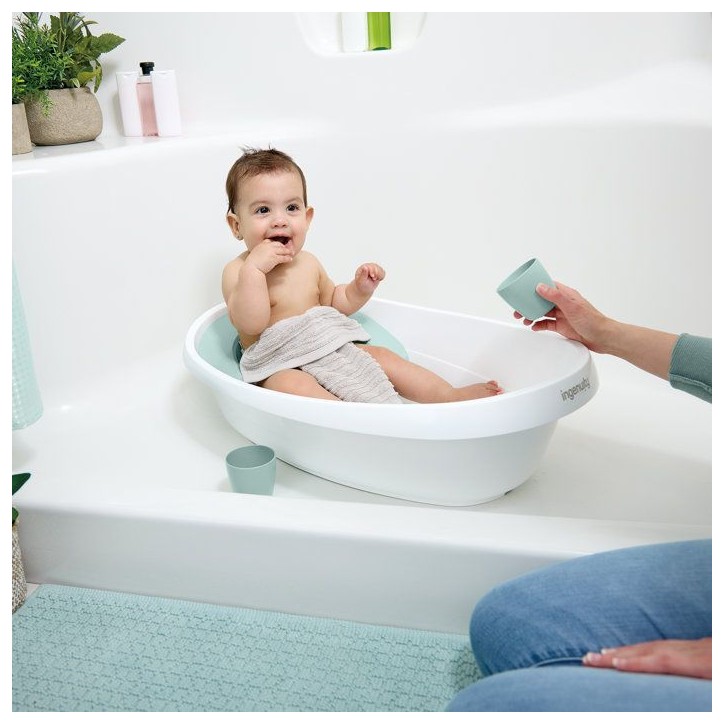 INGENUITY Baignoire bébé évolutive, extra-large avec transat bébé hamac en tissu doux et support bébé assis de 0 a 24 moi INGENUITY Baignoire bébé évolutive, extra-large avec transat bébé hamac en tissu doux et support bébé assis de 0 a 24 moi