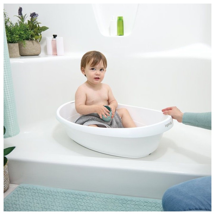 INGENUITY Baignoire bébé évolutive, extra-large avec transat bébé hamac en tissu doux et support bébé assis de 0 a 24 moi INGENUITY Baignoire bébé évolutive, extra-large avec transat bébé hamac en tissu doux et support bébé assis de 0 a 24 moi