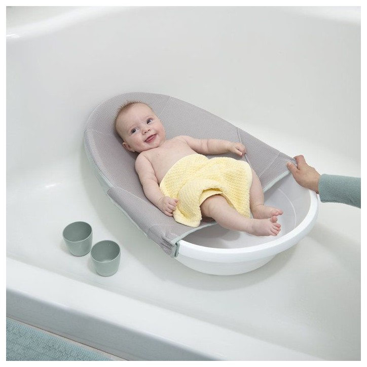 INGENUITY Baignoire bébé évolutive, extra-large avec transat bébé hamac en tissu doux et support bébé assis de 0 a 24 moi INGENUITY Baignoire bébé évolutive, extra-large avec transat bébé hamac en tissu doux et support bébé assis de 0 a 24 moi