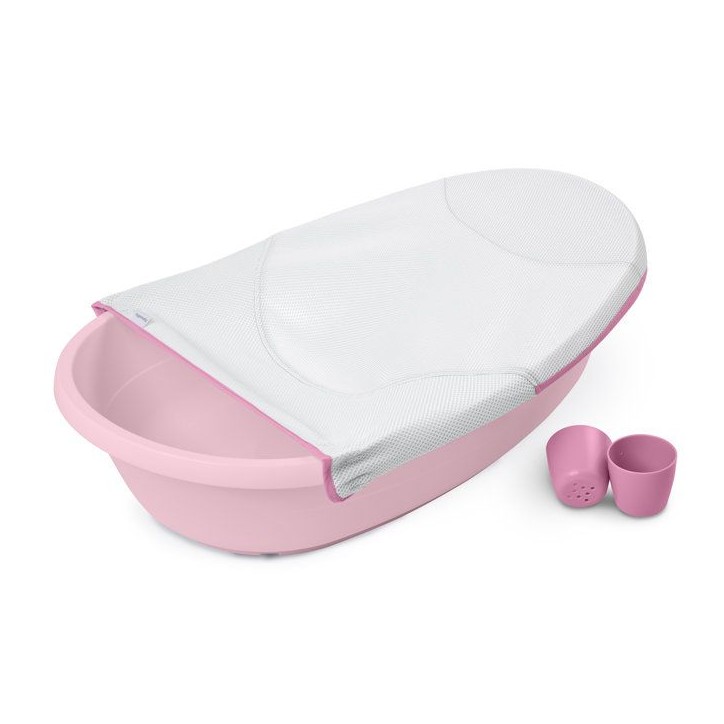 INGENUITY Baignoire bébé évolutive rose, extra-large, transat bébé hamac en tissu, support bébé assis, 2 jeux d'eau de 0 INGENUITY Baignoire bébé évolutive rose, extra-large, transat bébé hamac en tissu, support bébé assis, 2 jeux d'eau de 0