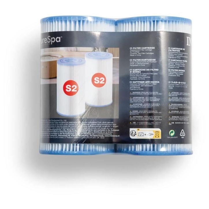 Filtre - Intex - Lot de 2 - Fibre dacron résistante - Nettoyable - Remplaçable Filtre - Intex - Lot de 2 - Fibre dacron résistante - Nettoyable - Remplaçable