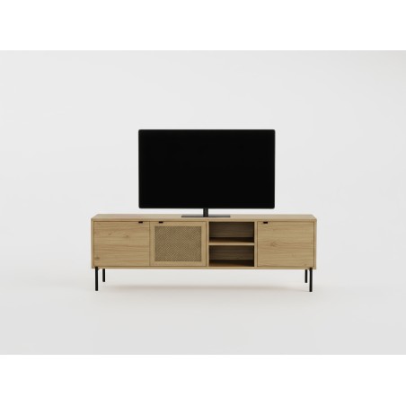 Meuble TV INTI - Chene - 3 portes, 2 niches - 164 x 35 x 50 cm