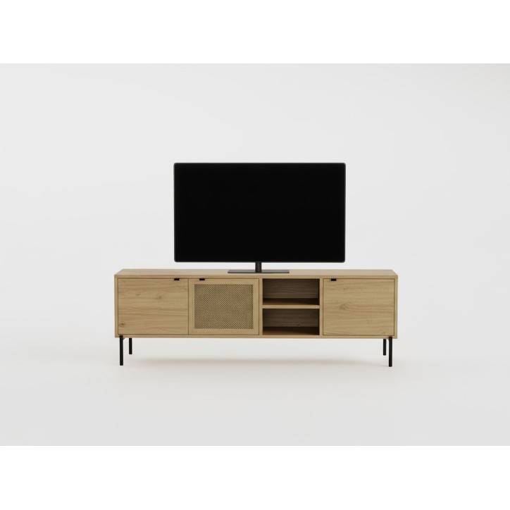 Meuble TV INTI - Chene - 3 portes, 2 niches - 164 x 35 x 50 cm Meuble TV INTI - Chene - 3 portes, 2 niches - 164 x 35 x 50 cm
