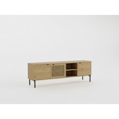 Meuble TV INTI - Chene - 3 portes, 2 niches - 164 x 35 x 50 cm