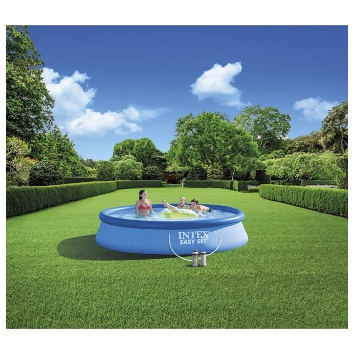 Kit Piscine hors sol autoportante INTEX - Easy Set™ - 396 x 84 cm - Ronde (Livrée avec une pompe et cartouche) - 28142NP Kit Piscine hors sol autoportante INTEX - Easy Set™ - 396 x 84 cm - Ronde (Livrée avec une pompe et cartouche) - 28142NP