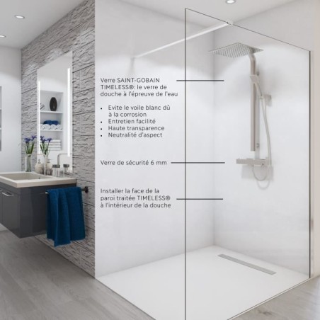 Paroi de douche - AURYS - BALEARES - Verre Timesless clair 6 mm - L.198 x l.90 cm