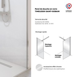 Paroi de douche - AURYS - BALEARES - Verre Timesless clair 6 mm - L.19