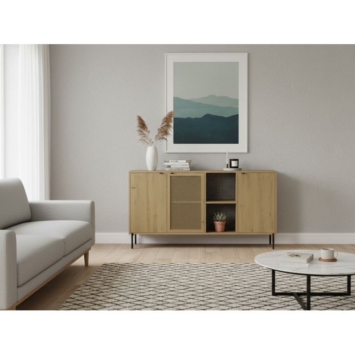 Buffet INTI – Chene Safir – 3 portes, 2 niches – 164 x 44 x 80 cm