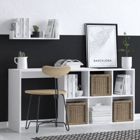 Bureau d'étude élégant - JACK - Blanc / Chene - 145 x 74 x 45 cm