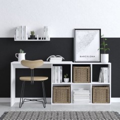 Bureau d'étude élégant - JACK - Blanc / Chene - 145 x 74 x 45 cm