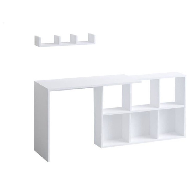 Bureau d'étude élégant - JACK - Blanc / Chene - 145 x 74 x 45 cm Bureau d'étude élégant - JACK - Blanc / Chene - 145 x 74 x 45 cm