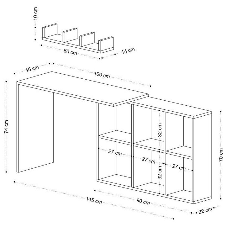 Bureau d'étude élégant - JACK - Blanc / Chene - 145 x 74 x 45 cm Bureau d'étude élégant - JACK - Blanc / Chene - 145 x 74 x 45 cm