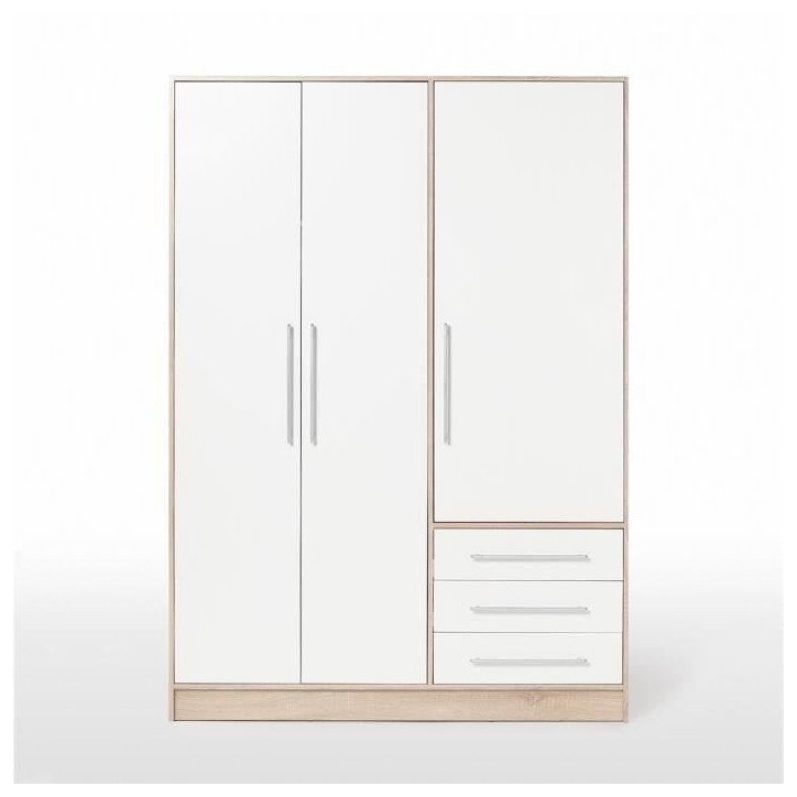 Armoire - Bois aggloméré chene et blanc - Contemporain - Chambre - L 144,6 cm