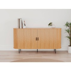 Buffet KAJSA - Chene & Noir - 2 portes - 160 x 40 x 80 cm