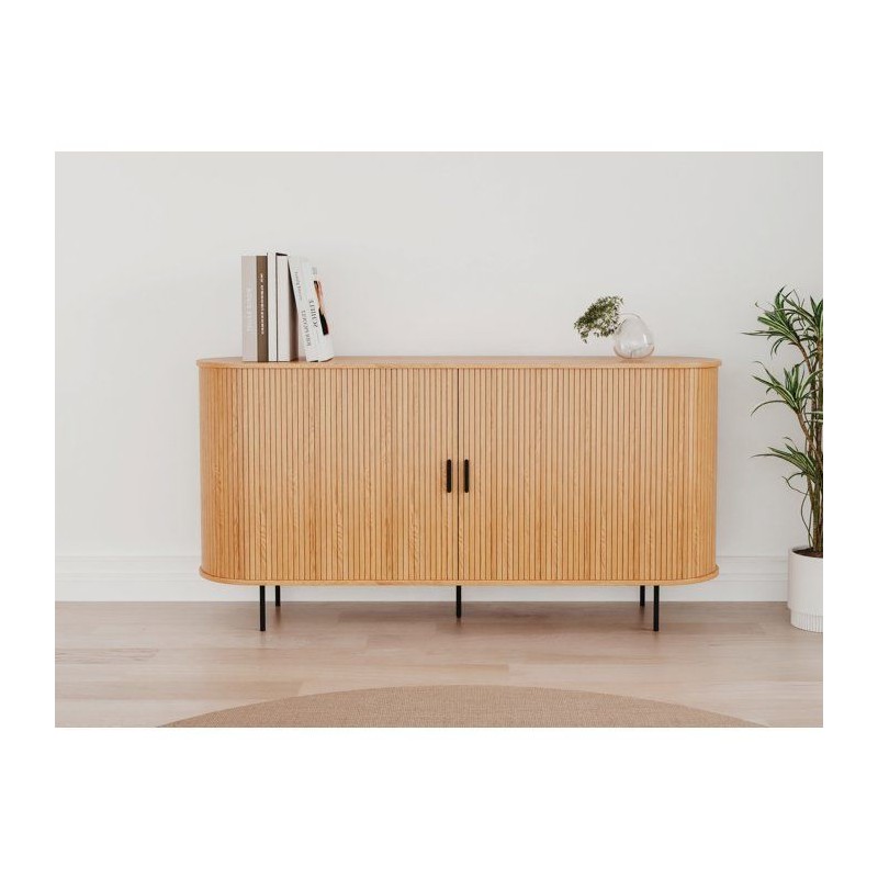 Buffet KAJSA - Chene & Noir - 2 portes - 160 x 40 x 80 cm