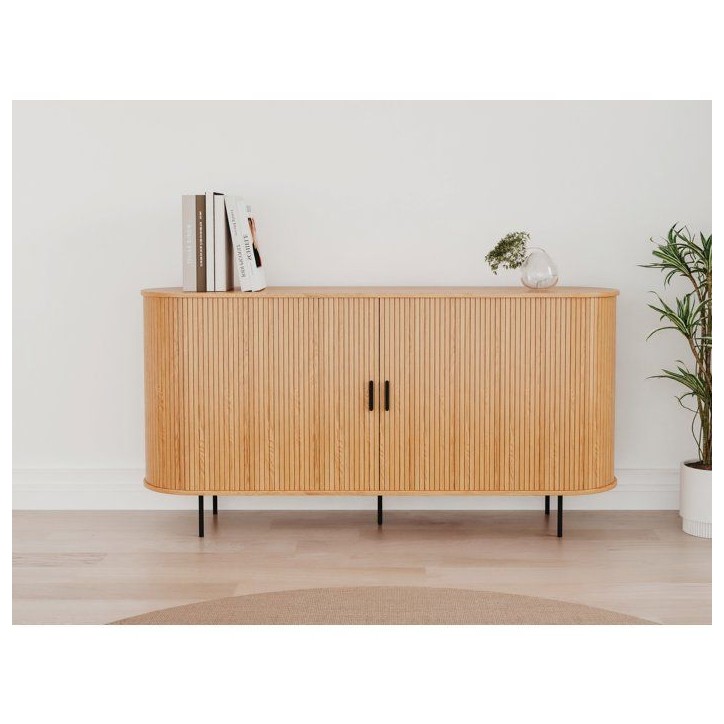 Buffet KAJSA - Chene & Noir - 2 portes - 160 x 40 x 80 cm