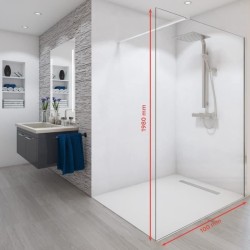 Paroi de douche - AURYS - BALEARES - Verre Timesless clair 6 mm - L.19