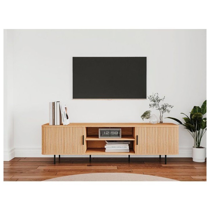 Meuble TV KAJSA - Chene & Noir - 160 x 40 x 45 cm Meuble TV KAJSA - Chene & Noir - 160 x 40 x 45 cm