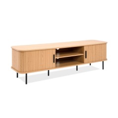 Meuble TV KAJSA - Chene & Noir - 160 x 40 x 45 cm