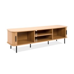 Meuble TV KAJSA - Chene & Noir - 160 x 40 x 45 cm